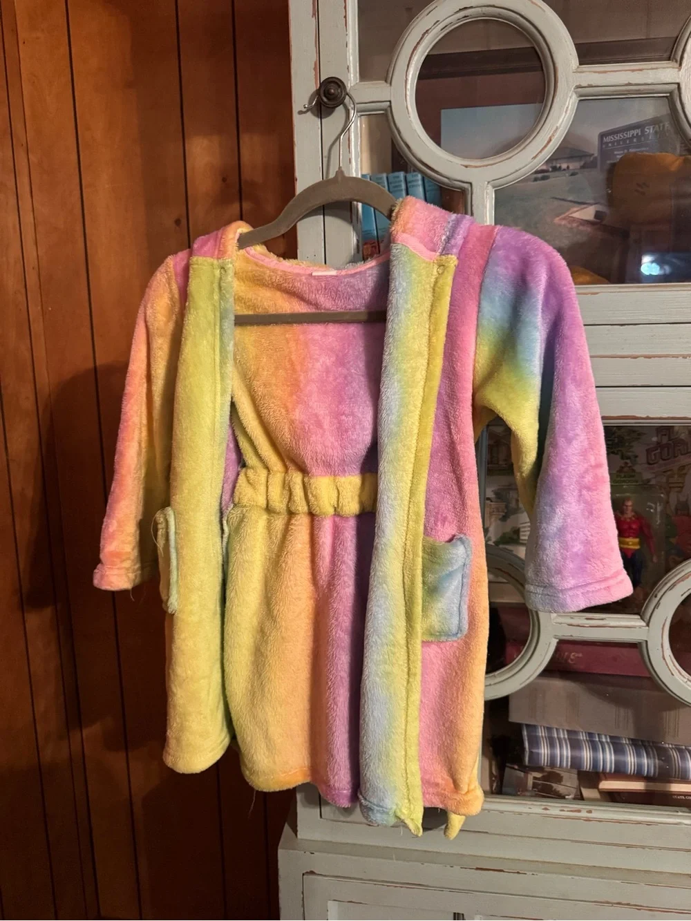 Kids Plush Rainbow Unicorn Bathrobe - Multicolor Size 5T 6